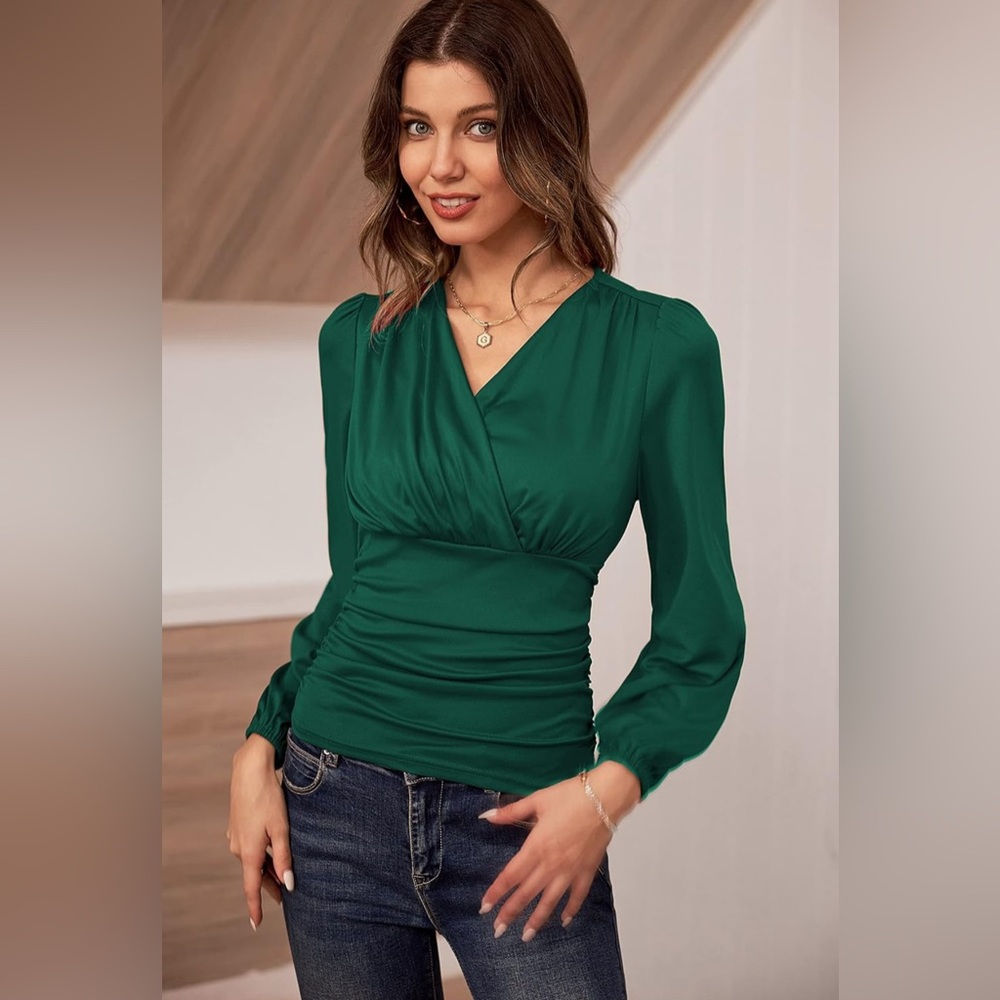GRACE KARIN 2024 Womens Tops Elegant Wrap Blouse
